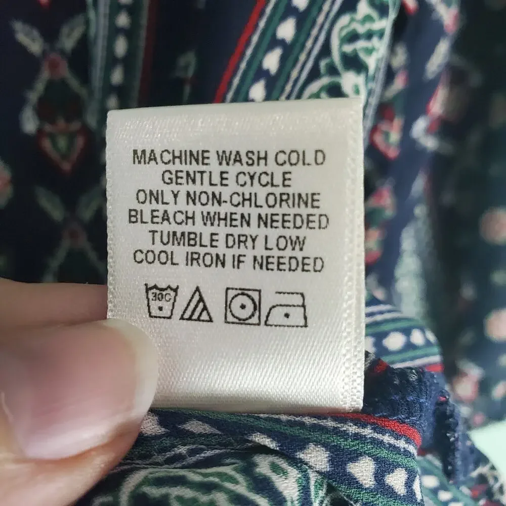 West Kei Womens Multicolor Tie Detail Pattern Blouse Size Medium - Picture 6 of 6